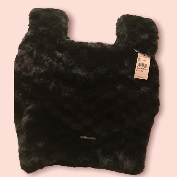 Kendall & Kylie Faux Fur Shopper Bag, NWT, Black $40 - Picture 2 of 6